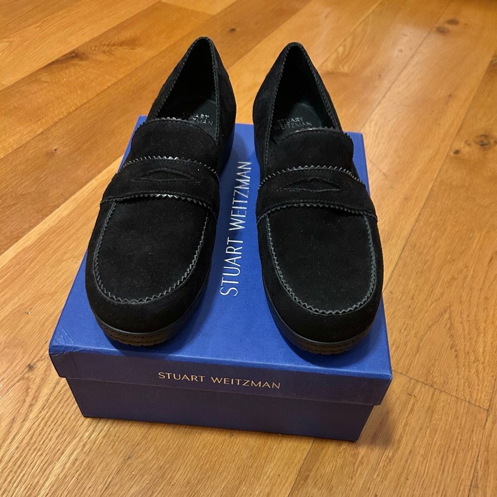 Stuart Weitzman Black Suede Loafers